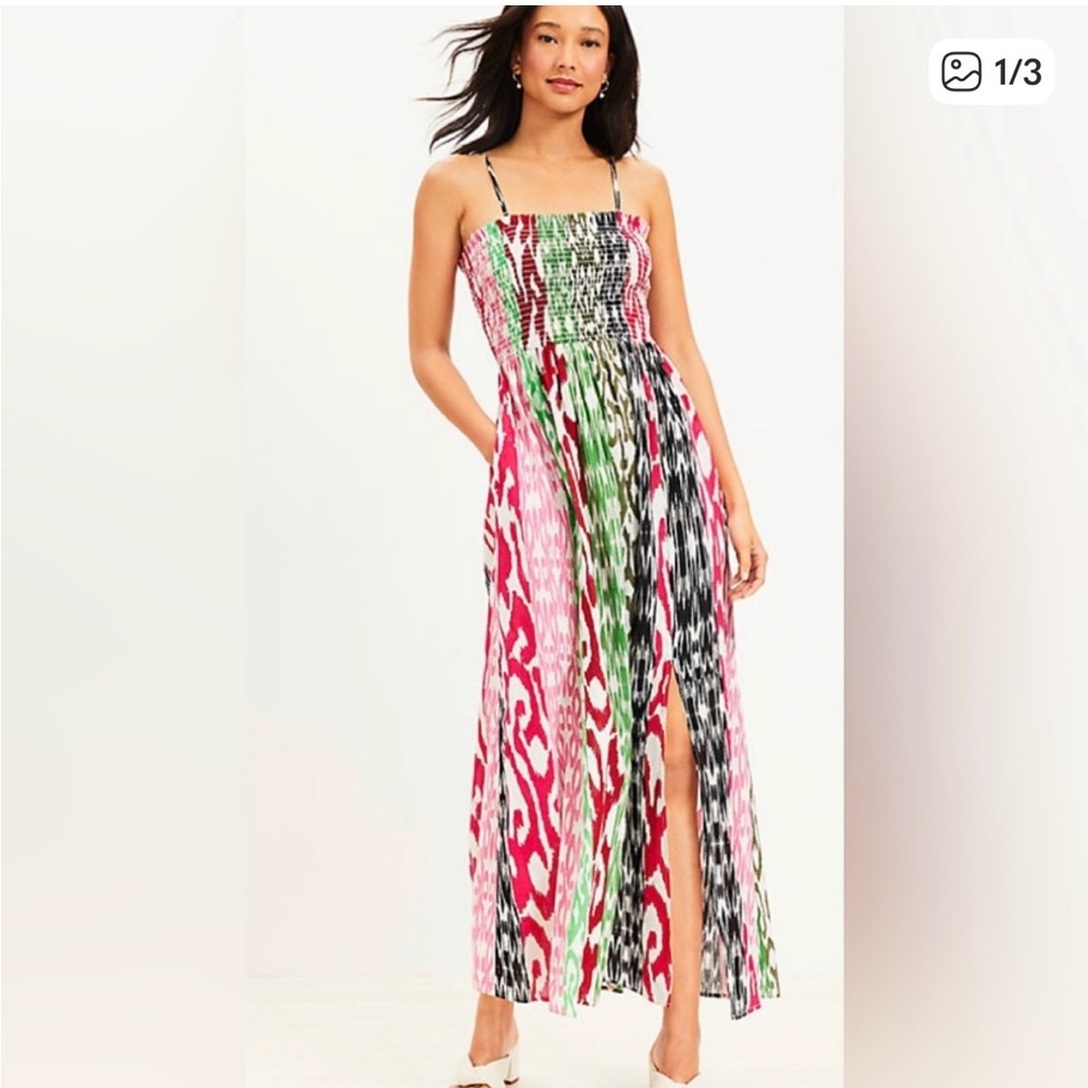 Loft Multicolored Smocked Maxi Dress